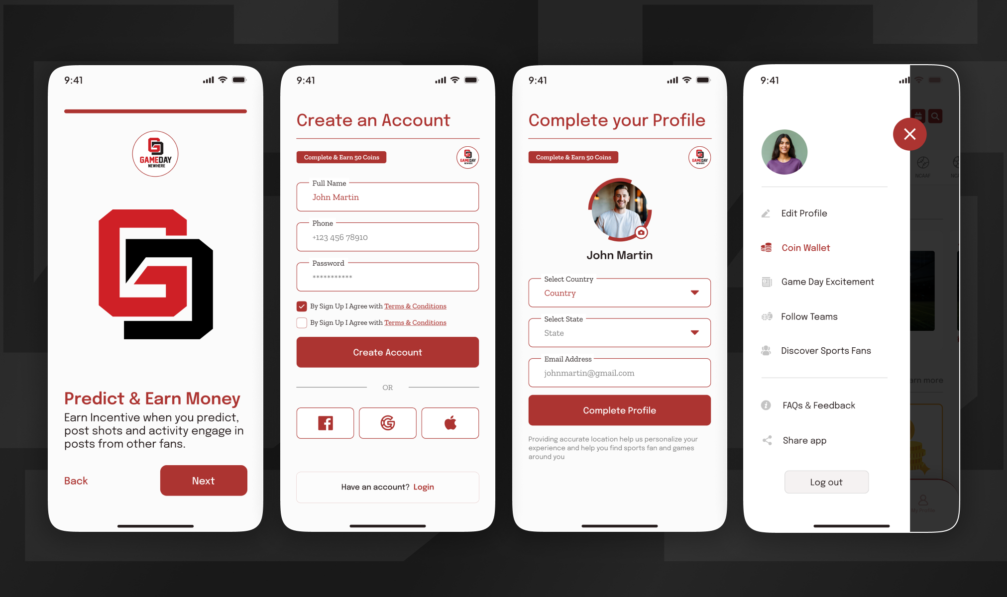 Social Sports App Design for GameDay by Muhammad Abdullah • UI