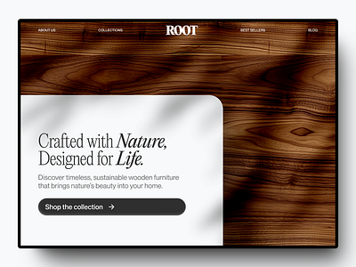 ROOT - Wooden Furniture Store branding design graphic design landing page minimal store ui web design website