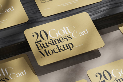 20 Gold Foil Business Card Mockup branding design graphic design illustration vector