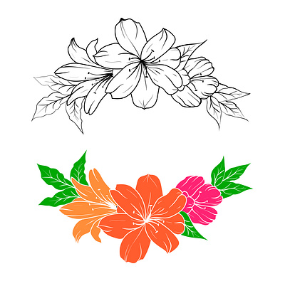 Colorful floral art design silhouette