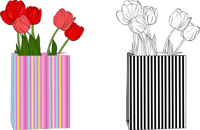 Tulip in a flower bag design graphic design green illustration illustrator vector