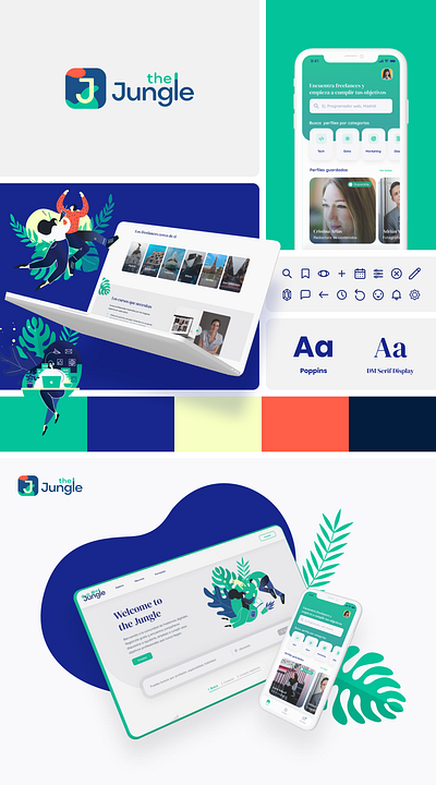 The Jungle Visual Identity branding color palette graphic design logo ui visual identity web design