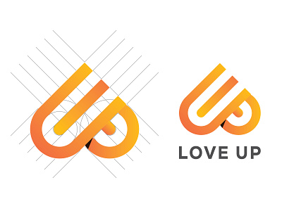 Love Up - logo design, logo grid architecture branding circle circular construction creative clever design grids guidelines icon identity inspiration logo logo designer logo grid logo mark logotype love shape love up smart top best symbol