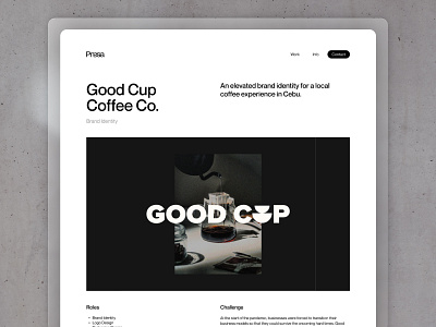 Presa Studio - Case Study page exploration case study coffee brand coffee branding page design studio website web design web page webflow website wireframe