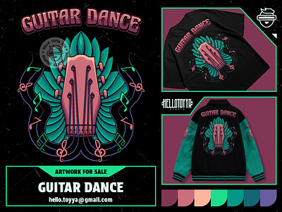 Guitar dance. Unique illustrations for t-shirts and merchandise artwork for sale band branding clothing event festival graphic design guitar illustration logo melody minimalist design music music poster music tshirt piano retro design streetwear tshirt design unique design