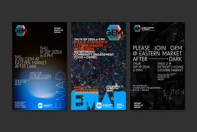 GEM Eastern Market After Dark Invite Concepts city of design design design core design events detroit detroit design month eastern market after dark fun funky gem global invitation invite layout mobility night technology type unesco