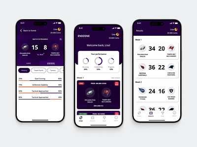 Endzone - Prediction Game Concept app fantasy game mobile prediction sport ui