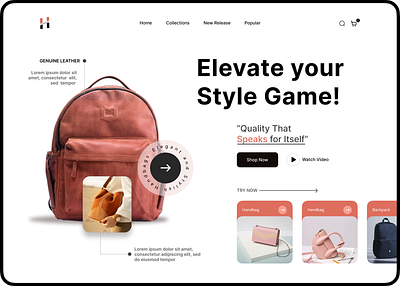 Website for Bags app bag bag website beautiful branding creative design desktop ecommerce ecommerce website graphic design interesting landing page simple ui unique ux web website