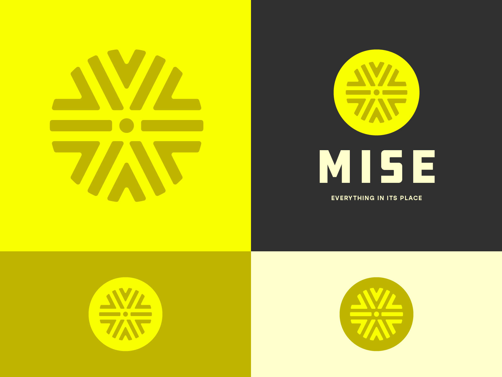 MGC 147: Mise Icon badge branding cooking geometric icon iconography lines lock up modern typography yellow