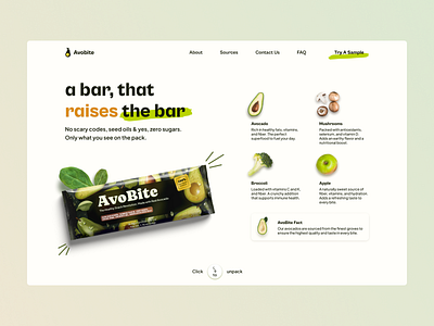 Really healthy bar page 3d avobite bar design branding bumazhnov challenge foodlanding graphic design healthufood heroscreen hype4academy logo productdesign protein bar pure deisgn squareplanet ui veganfood whitedesign