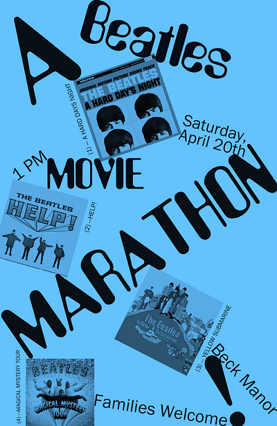 Beatles Movie Marathon beatles movie marathon movie poster poster typography