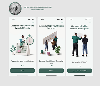 Onboarding Screen of an Event Booking App eventbooking illustration on boarding ui ux
