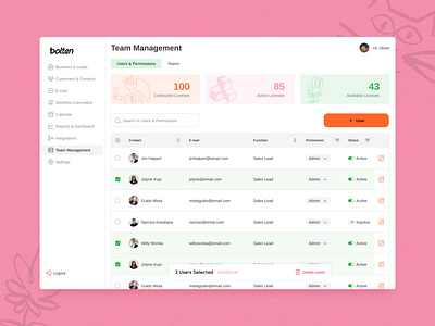 Team management list - Desktop UI crm dashboard design desktop list ui ui design