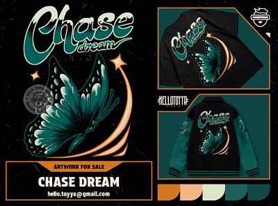 Chase dream. beautiful butterfly illustration or t-shirt animal artwork authentic butterfly chase clothing dream retro design tshirt design vintage design