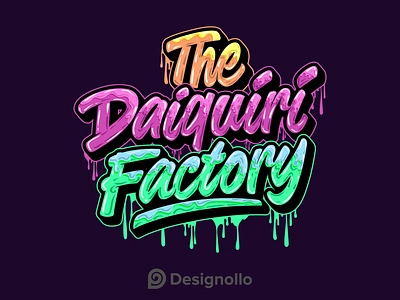 Daiquiri Factory hand lettering drippy calligraphy branding creative creative logo daiquiri factory dairy logo factory logo illustration logo logodesign logotype