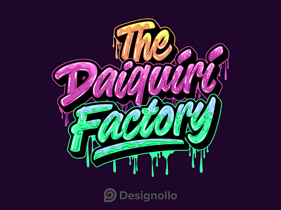 Daiquiri Factory hand lettering drippy calligraphy branding creative creative logo daiquiri factory dairy logo factory logo illustration logo logodesign logotype