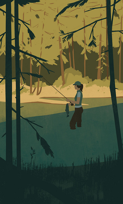 Fishing art design editorial art illustration nature