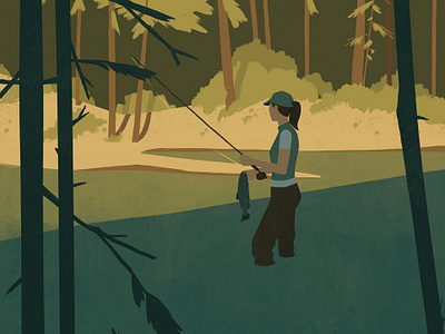 Fishing art design editorial art illustration nature