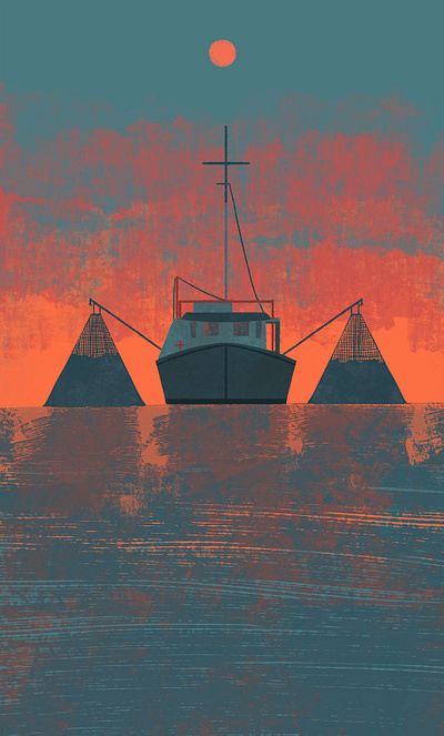 Trawler art design editorial art illustration nature