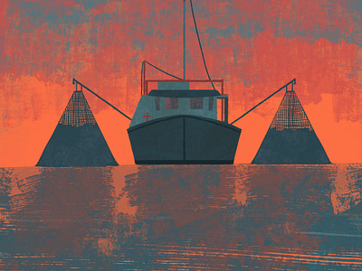 Trawler art design editorial art illustration nature