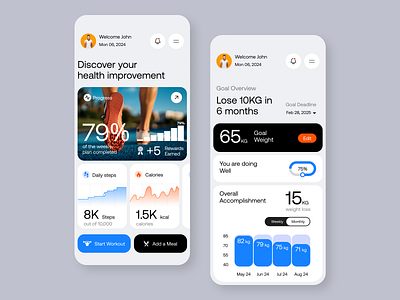 Health and Fitness Tracking Mobile App application clean design diet elegant fitness health health fitness health tracking minimal mobile application professional ui uiux user experience utility ux wellness workout