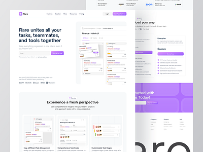 Flare - SaaS Landing Page cansaas clean design interface landing page modern productivity saas saas landing page task management ui user interface ux web web design websites