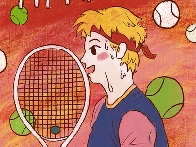 Thanks for my racket Illustration activity artwork character drawing graphic design illustration korean racket sports tennis