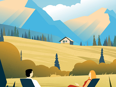 Talking flat illustration landscape mountain sky talking travel