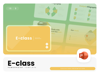 E-class PowerPoint Template business e class education gold green gsl key modern ppt pptx presentation template school ui website