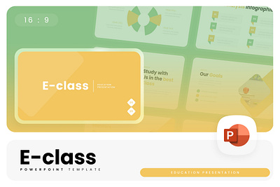 E-class PowerPoint Template business e class education gold green gsl key modern ppt pptx presentation template school ui website