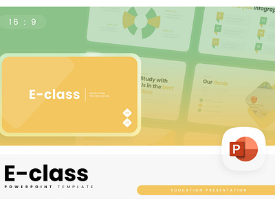 E-class PowerPoint Template business e class education gold green gsl key modern ppt pptx presentation template school ui website