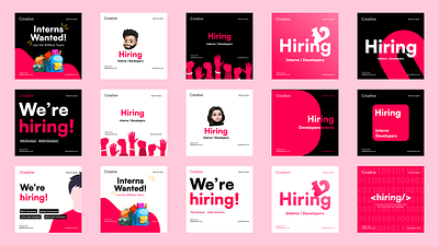 " We're Hiring" Social Media Poster Design branding design graphic design hiring illustration logo poster poster design social media social poster typography ui ux vector