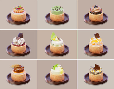 Mini Tart Cake 3D Assets 3d bakery blender cake chocolate icon illustration sweet tart