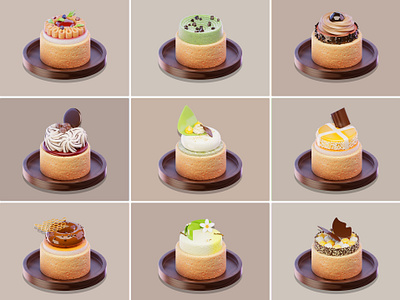 Mini Tart Cake 3D Assets 3d bakery blender cake chocolate icon illustration sweet tart