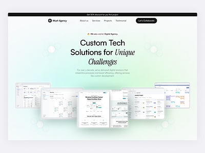 Hero Section - Wush Agency agency hero section agency platform clean style creative digital agency design digital agency hero hero agency hero section minimalist portfolio website