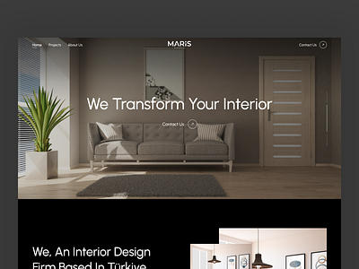 Web Design for Architectural & Interior Design Firm architect home page interior design landing page mimalist modern ui web design website