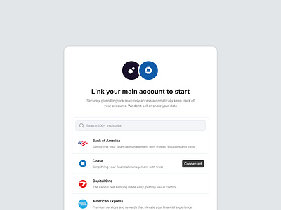 Account link component | Saas account account management bank banking component dashboard design digital banking fintech link link account minimal saas user experiance user interface wallet
