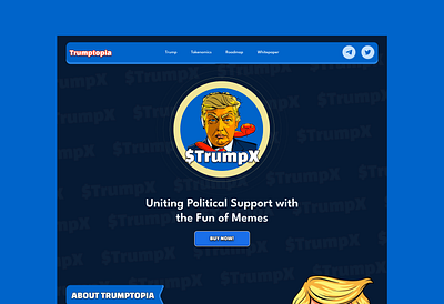 Trumptopia Meme Coin website animation branding desig design graphic design meme coin ui uiux ux web 3