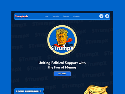 Trumptopia Meme Coin website animation branding desig design graphic design meme coin ui uiux ux web 3