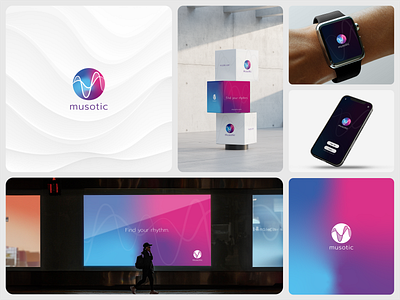 Music app logo MUSOTIC branding design logo logo logo design minimalistic logo music app logo music logo wave logo