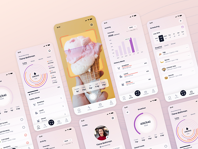 TRACKER - Tracking Nutrision Mobile App - Screen app application camera graphic mobile nutrision pie profile schedule screen tracker ui