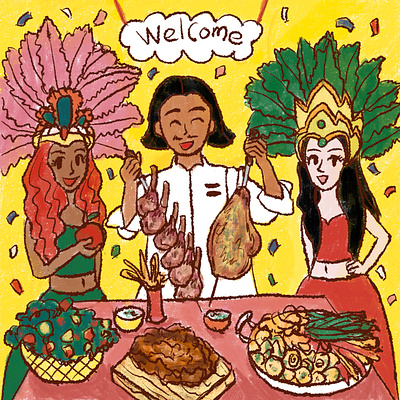 Brazil's Churrasco Party Illustration artwork brazil carnival character churrasco drawing festival graphic design illustration korean samba