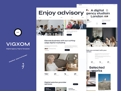 Vigxom - Agency Website Template agency website business consulting business website creative design design digital agency landing pages typography ui design uiux design webflow design