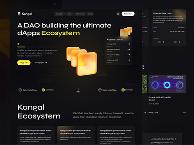 Kangal Ecosystem blockchain crypto dao dapps design ecosystem landing page token token supply ui website website design