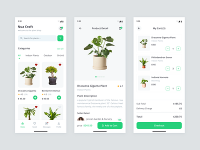 Plant shop mobile app. cart checkout ecommerce mobile mobile app mobile app ui ux design my cart online shop plant buy plant shop plant shop app product cart product detail shopping app ux design