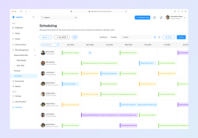 Work Management Dashboard calender dashboard mobile app online shop plan planning plant shop app product cart saas schedule table task task management work management