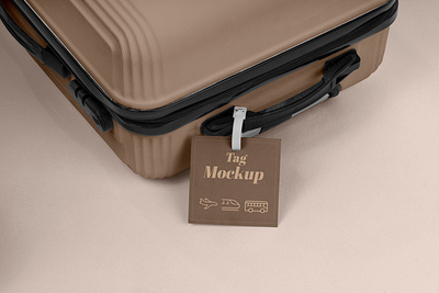 Suitcase Tag Mockup branding graphic design lebal logo mockup stationary suitcase tag travel