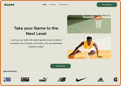 SCAPE basketball design dribbble figma hero section illustration product design ui