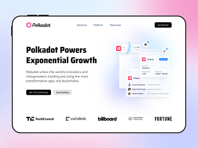 Polkadot Transformative Website chart ui designer graphic design hero section