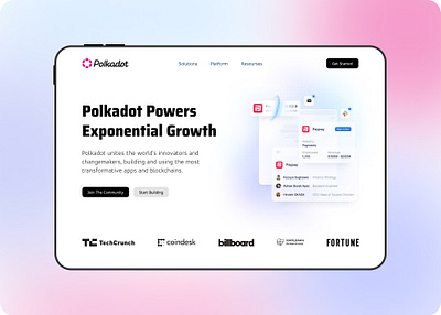 Polkadot Transformative Website chart ui designer graphic design hero section